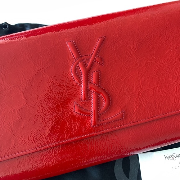 Yves Saint Laurent Belle De Jour Red Patent Calfskin Clutch - Picture 2 of 10